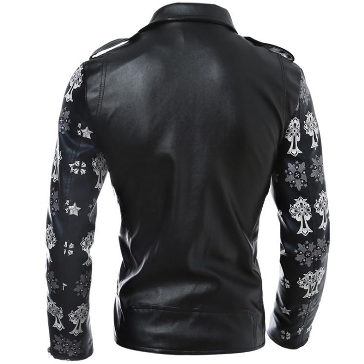 Skull/Flower Sleeves Leather Jacket