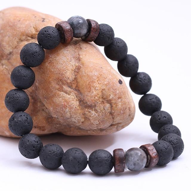 Natural Moonstone Beads and Lava Stone Bracelet