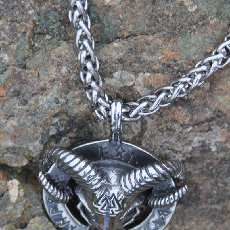Viking Ram Skull Pendant Necklace