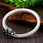 Viking Wolf Woven Steel Bracelet