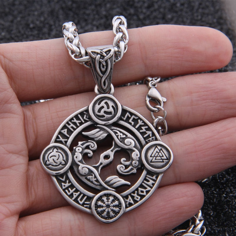 Viking Symbols with Runes Necklace