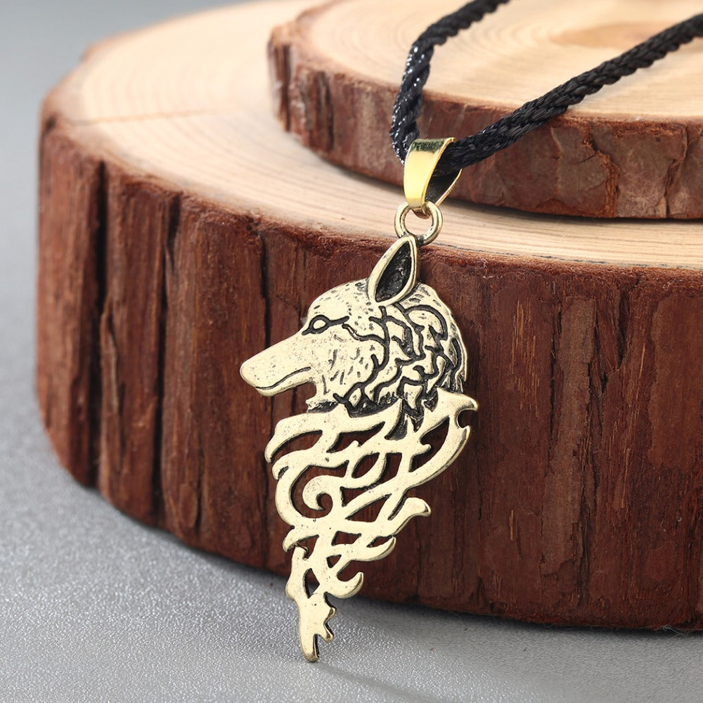 Stylised Wolf Head Necklace