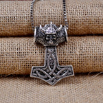 Viking Skull Mjolnir Necklace