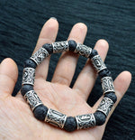 Lava Stone Beads & Viking Runes Bracelet