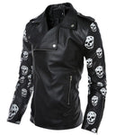 Skull/Flower Sleeves Leather Jacket