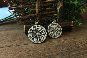 Double Sided Axes Shield Necklace