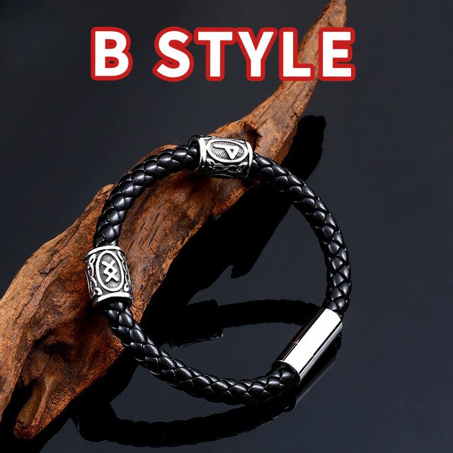 Viking Runes Leather Bracelet