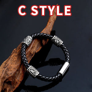 Viking Runes Leather Bracelet